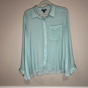 Express Light Green Textured Sheer Flowy Top size L